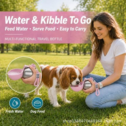 Round pet water bottle, portable folding water bottle for cats and dogs.