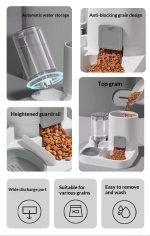 2 in 1 Automatic Pet Feeder and Water Dispenser, Large Capacity Anti-Spill Food Water Bowl for Cats and Small Dogs - Image 3