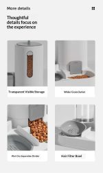 2 in 1 Automatic Pet Feeder and Water Dispenser, Large Capacity Anti-Spill Food Water Bowl for Cats and Small Dogs - Image 2