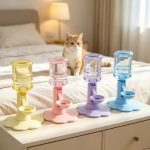 Elevated Automatic Pet Water Dispenser, Height Adjustable Gravity Water Feeder for Cats & Small Dogs
