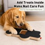 Bone Shape Dog Nail Scratch Board with Treat Compartment, Interactive Dog Toy for Natural Nail Filing - Image 2
